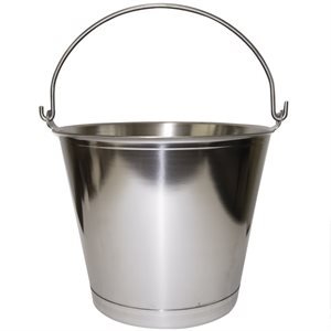 Premium Stainless Steel Pail, Vet/Milk Bucket, Made in USA, Completely Seamless & Thick, 13-20 Qt Sizes with Chime Bottom